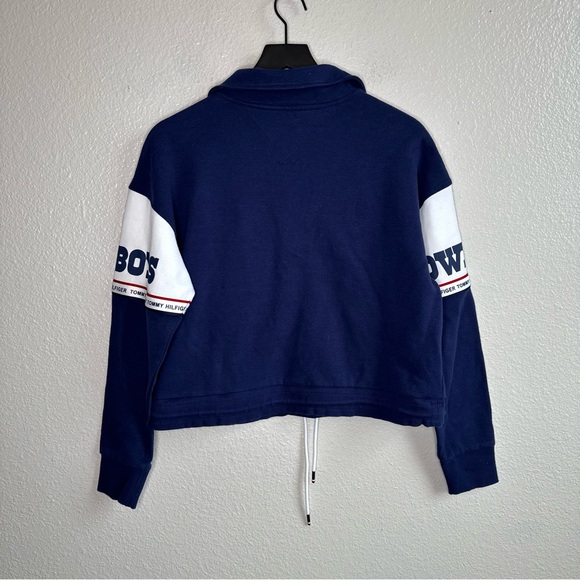 Tommy Hilfiger NFL Cowboys Quarterzip Pullover Sweater Crop Women’s Size Medium - Picture 8 of 8